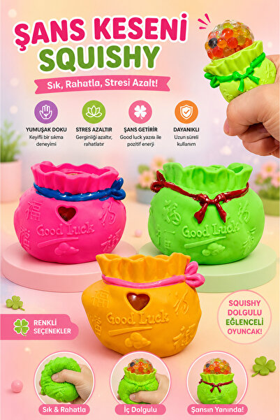 MİNGODAN Anti Stres Squishy Para Kesesi Duyusal Oyuncak Jel Boncuklu Sık Bıra...