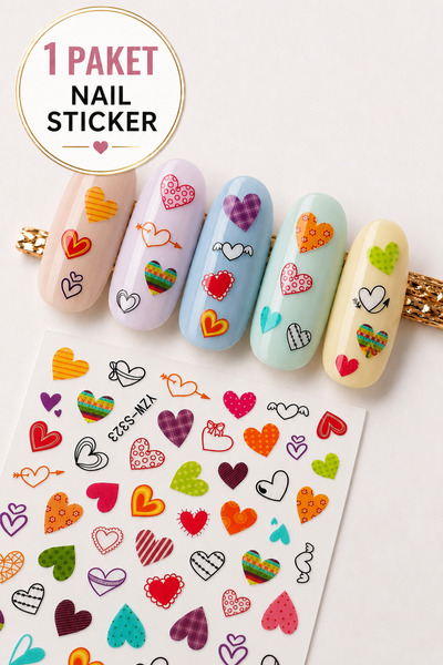 Sibelon 3D Kabartmalı Nail Art Sticker Kendinden Yapışkanlı Tırnak Dövmesi Ta...