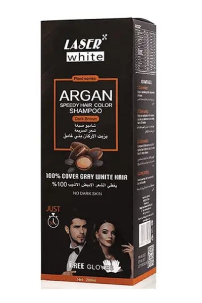 Laser Laser White Argan Hair Dye Shampoo Dark Brown 200ml