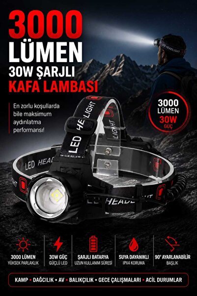 FAVBOX 3000 Lümen 30W Şarjlı Kafa Lambası - PANTHER PT-5225
