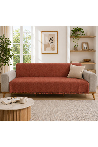 SEVHOME CONCEPT %100 Pamuk Kaymaz & Terletmez & Saçaklı & Yumuşak Koltuk Örtü...