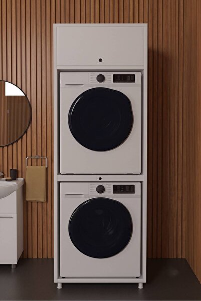 BAYOLD MOBİLYA Next Çamaşır&kurutma Makinesi Dolabı Mdf Beyaz banyo çok amaçl...