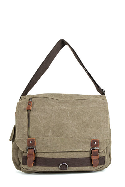 Necati Çanta Khaki 15.6 Inch Waterproof Canvas Bag Postman with Laptop Compar...