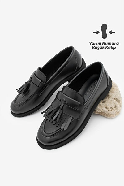 Marjin Γυναικεία Loafer Casual Παπούτσια με φούντες Petlin Μαύρο