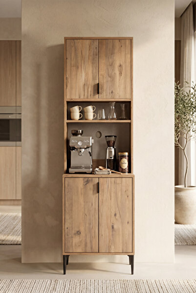 SARMOBİ Harmony Mini 4 Kapaklı Kahve Köşesi, Stüdyo Mutfak 64x190x44 cm Atlas...