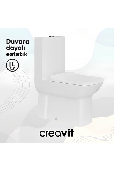 Creavit Lara Duvara Dayalı Klozet Seti (4 Parça) (PP Yavaş Kapak)