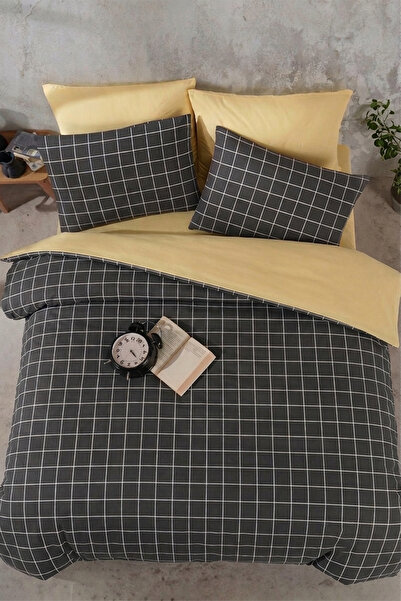 Loyal Home Plaid Double Cotton Duvet Cover Set |   4 Pieces |   Set with Shee...