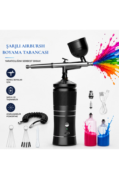 GreaTech Şarjlı Airbrush Boya Tabancası Seti Kompresörlü Tırnak Sanatı, Hobi ...