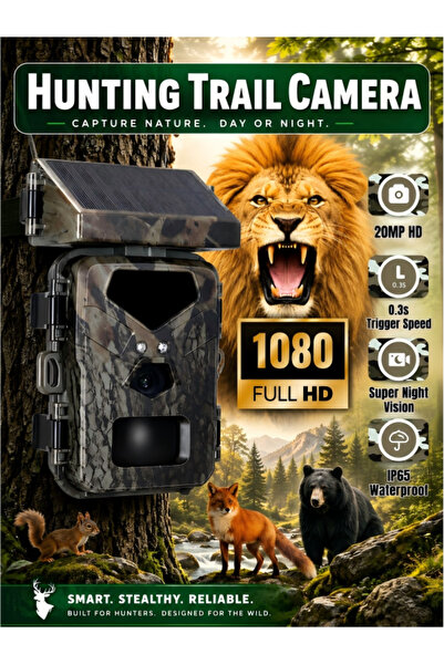 Excitat Camera de Vanatoare cu Panou Solar 1080P Excitat®, 20MP, Slot Stocare...