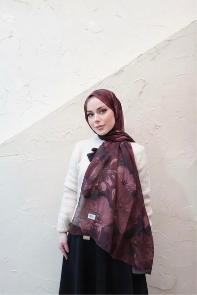 YILDIZ SCARFS Müjgan Desen Indian Cotton Shawl - Burgundy
