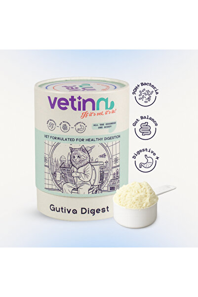 Vetinn Gutiva Digest - Kedi Sindirim Sağlığı Destekleyici, Toz Form, Prebiyot...