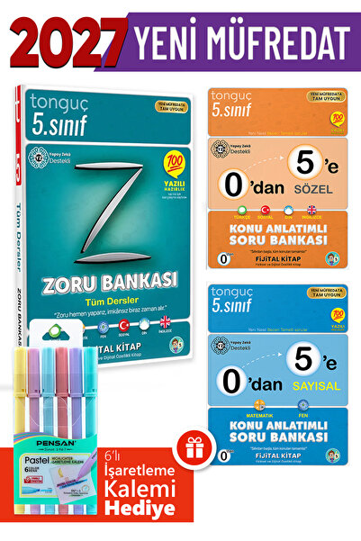 Tonguç Yayınları 5. Sınıf Zoru Bankası 0'dan 5'e Sözel-Sayısal 3 Kitap+Hediyeli