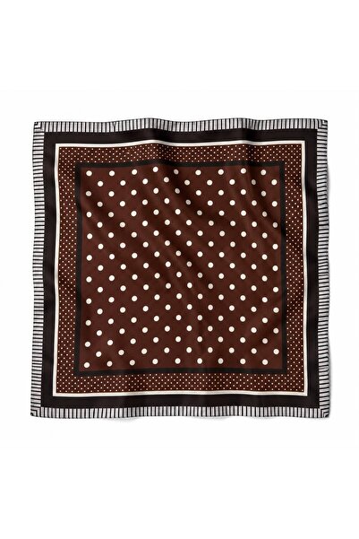 Axesoire 15408 Eșarfă bandană maro cu buline pentru femei 50x50 cm Eșarfă pen...