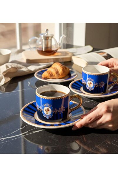 Onedekor 2 Kişilik Bird Blue Double Kahve Fincanı