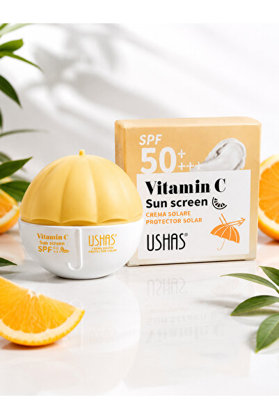 Ushas Cremă Facială cu Vitamina C, SPF 50+ pentru Protecție Solară și Luminoz...