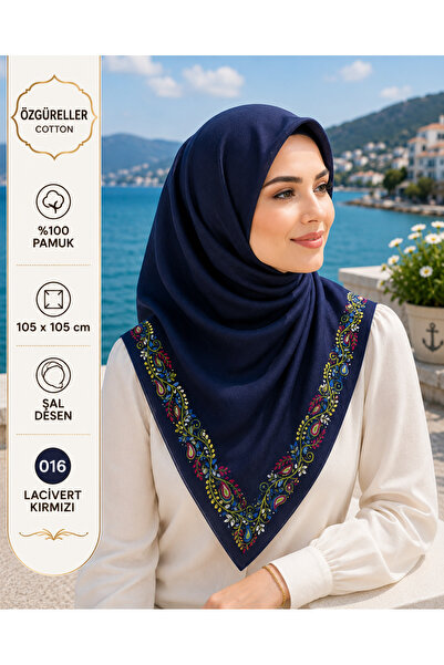 ÖZGÜRELLER Özgüreller, 105x105 cm Etnik İçi Boş Desen Yazma,%100 Pamuklu Hedi...