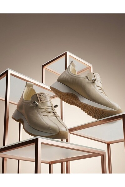 Nubbock Kadın Bej Fashion Delikli Ortopedik Rahat Spor Ayakkabı NK4174