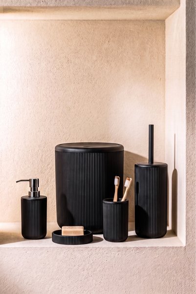 Perotti Faggiano Black 5-Piece Unbreakable Pp Bathroom Set – with 6.5 Liter Bucket