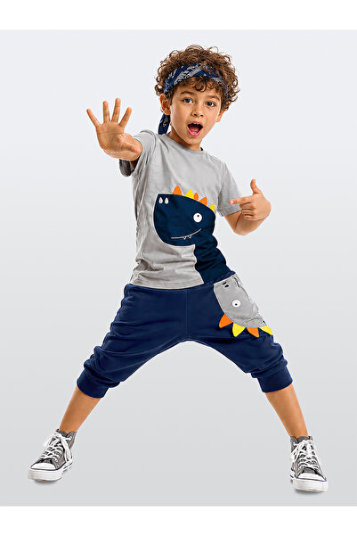 Denokids Letnji set majice i kapri šortsa za dečaka Dino sa rajsferšlusom