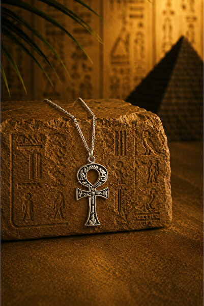 Alaja Silver Ankh Sembolü Nil'in Anahtarı Çivi Yazılı Unisex Parlak Tasarım 9...
