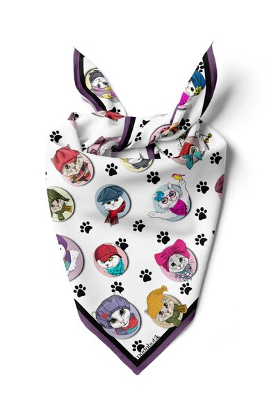 Modabutik Violla Kedi Desenli Bandana