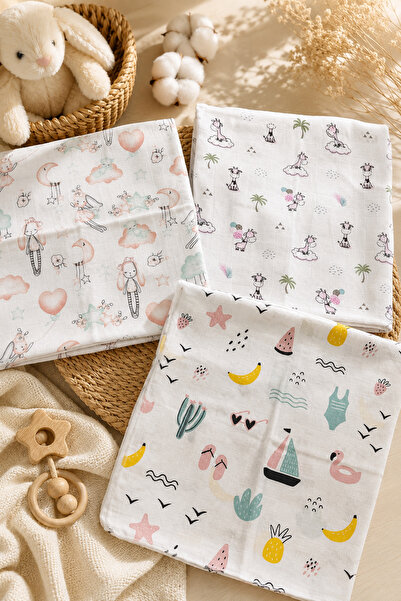 Pico Baby Çok Amaçlı Müslin Örtü /3'lü Set / %100 Pamuk / Oeko-teks Sertifika...