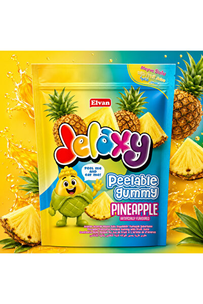 jelaxy Peelable Ananas Aromalı Soyulabilir Yumuşak Şekerleme 65 Gram 12 Adet (1 Kutu)
