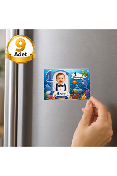 Hediye Baskıcı Deniz Dünyası Temalı 1 Yaş Fotoğraflı Yatay Buzdolabı Magneti ...