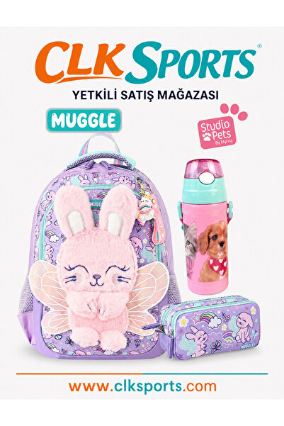 MUGGLE Kolej Okul Çantası , Kalem Çantası - Anahtarlık ve Alüminyum Matara 50...