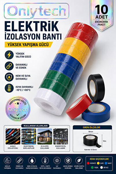 Genel Markalar Kaliteli Elektrik Izolasyon Bandı Izole Bant 5 Adet Renkli Ele...