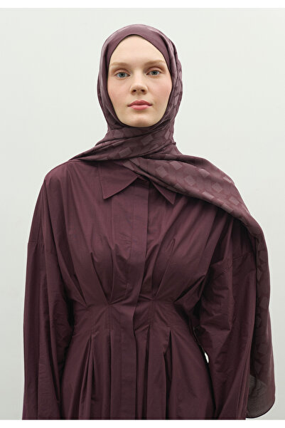 Freshscarfs Oslo Pamuk Floş Jakarlı Şal Mürdüm