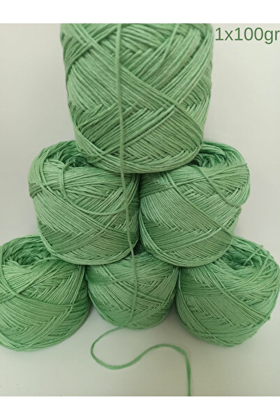 İPEK YÜN İPLİK DÜNYASI Bambu Koton Örgü İpi (Koyu Mint Yeşil) 100gr