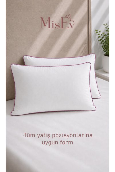 Misev Pillow, Set of 2, Hotel Quality Gusseted Pillow, For Back, Face, Or Side Sleepers