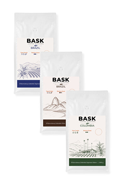 BASK COFFEE 3'ü Bir Arada | Espresso, Filtre Kahve | 3X1000g