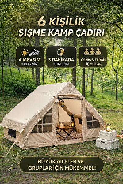 Havana 6 Kişilik ŞİŞME Plaj Kamp Tatil Çadırı Oxford Kumaşlı Pompalı Çadır
