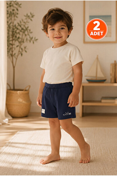ZUMI BABY KIDS Lacivert Unisex Çocuk Şortu Pamuklu Yazlık Günlük Şort