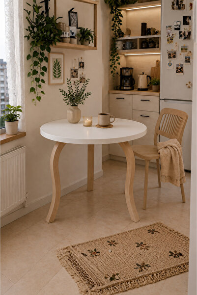 weltwood 3 Kişilik Butterfly Yemek Masası | 80 cm Çap MDF Masa Tablası | %100...