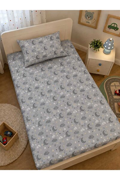 Bebek Özel %100 Pamuklu Bebek Ve Çocuk Lastikli Çarşaf 70x130 Beşik İçin Gri ...