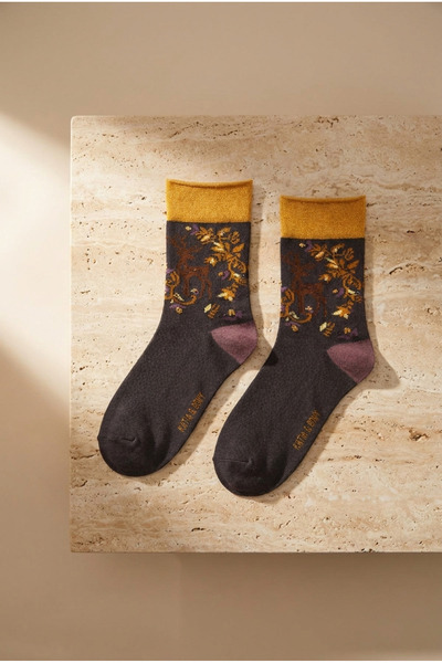 BONY SOCKS Γυναικείες κάλτσες με σχέδιο Glitter 2-pack Anthracite Mustard