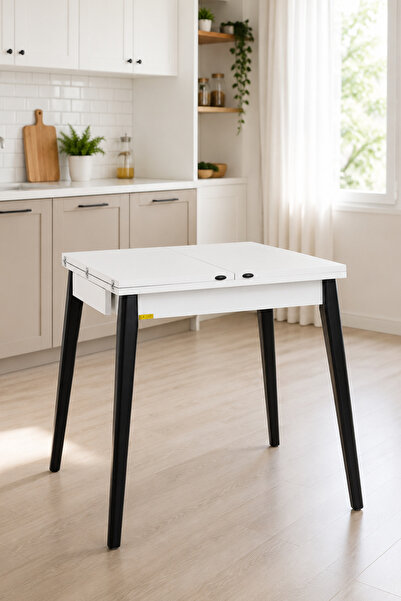 VİLİNZE Vilinze Avanos Ahşap Katlanır Kanatlı Mdf Mutfak Masası - 70x70+70 (7...