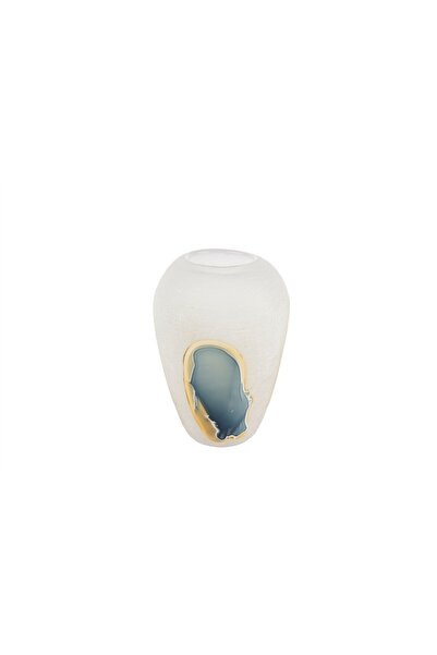 Mikasa Moor Frosted Glass Turquoise Motif Vase 19X29Cm