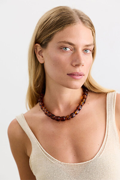 BE BLUE Amber-Like Beaded Necklace
