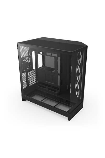 OEMS علبة كمبيوتر NZXT H9 Flow RGB (2025) - هيكل برج متوسط الحجم ATX كبير الحجم بغرفتين لتدفق الهواء - يتضمن مروحة RGB بطول 420 مم