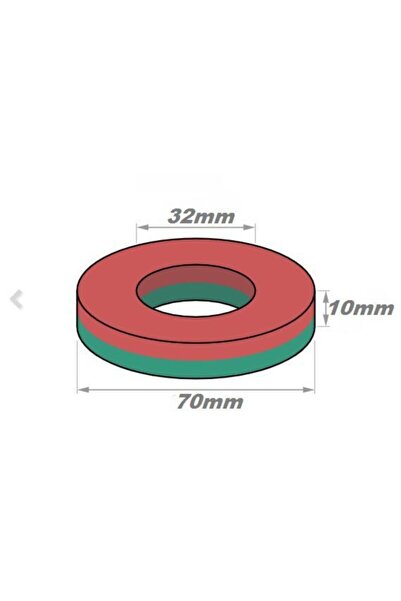 Dünya Magnet Mıknatıs, 70x32x10 Ferrit Kömür Halka Seramik Mıknatıs Magnet
