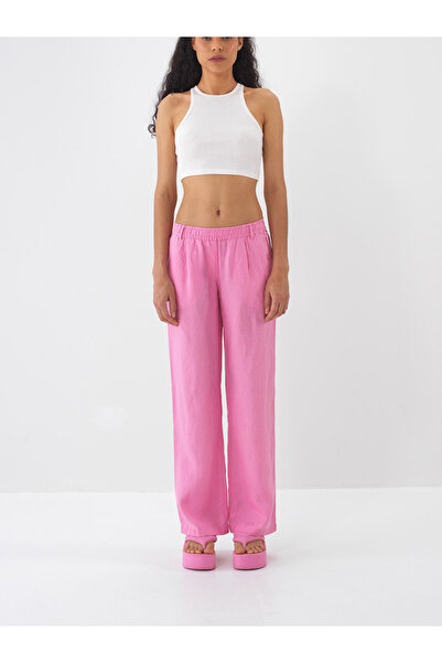 Xint Kadın Pembe %100 Keten Regular Fit Pantolon
