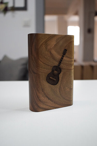 Ahşap Slider Kapaklı Gitar Desenli Uzun Sigaralar İçin Sigara Tabakası Sigara Kutusu