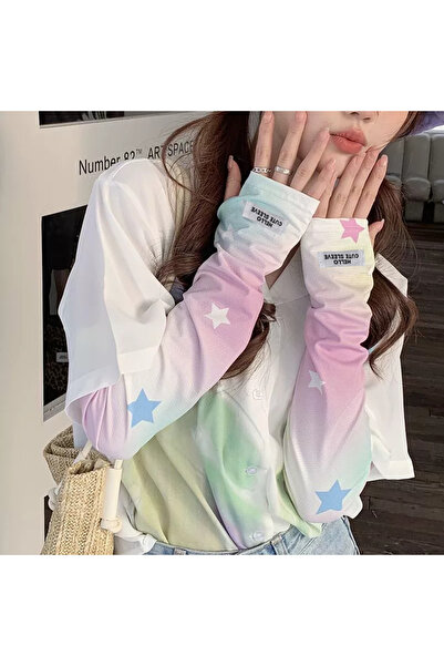 Choice3 multicolor Sports Ice Arm Summer Printed Half Finger Gloves UV Sun Pr...