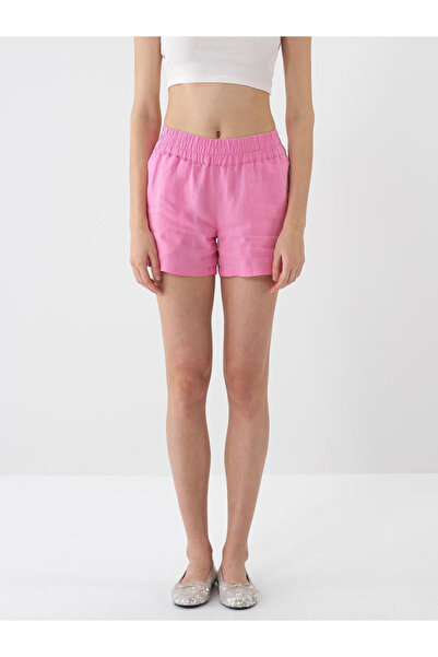 Xint Kadın Pembe Regular Fit Keten Basic Şort