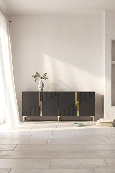 CENEYRA KA1528AG EVVA KONSOL ,TV SEHPASI ANTRASİT-GOLD 150CM