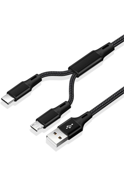 Choice black 2-in-1 Fast Charging Cable Type C Micro USB Cable Portable Nylon...